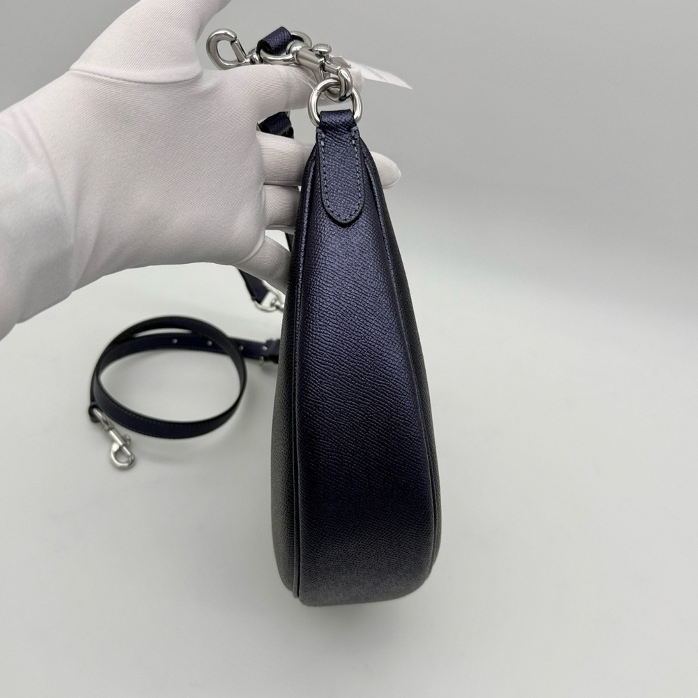 Coach Aria Shoulder Bag In Signature Canvas Silver Blue Navy - Picture 5 of 11